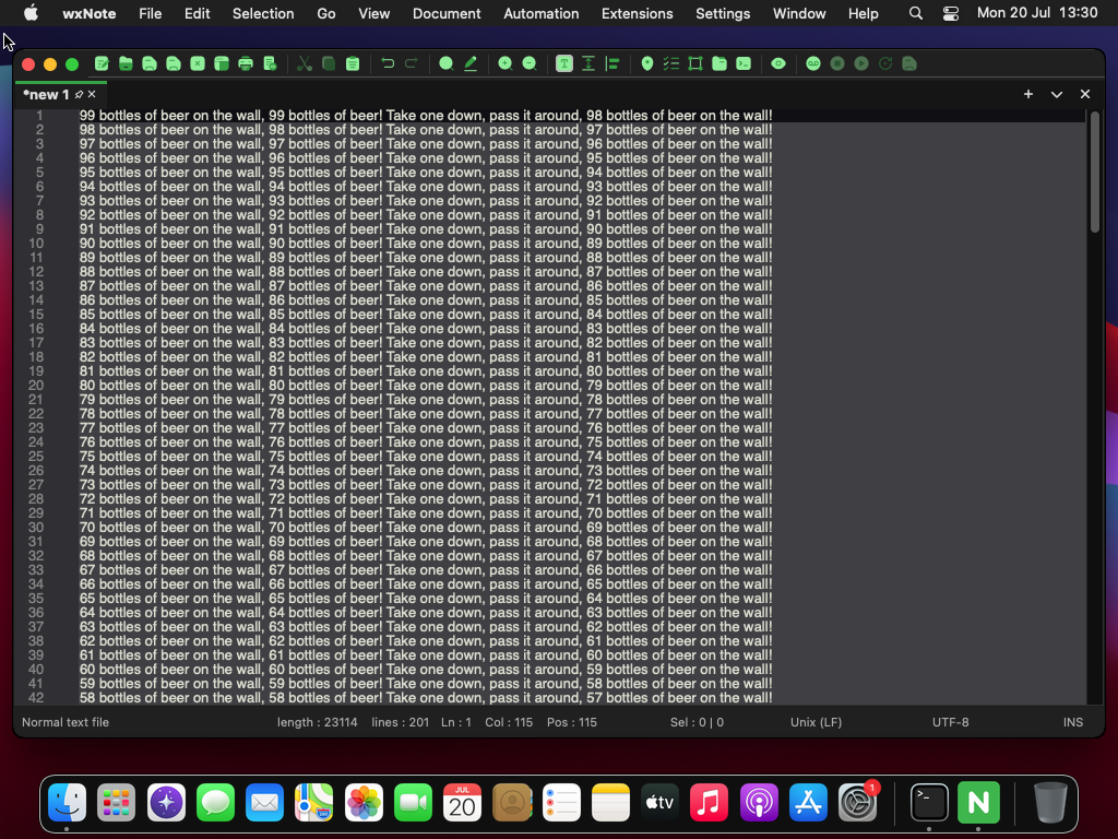 wxNote running natively on macOS